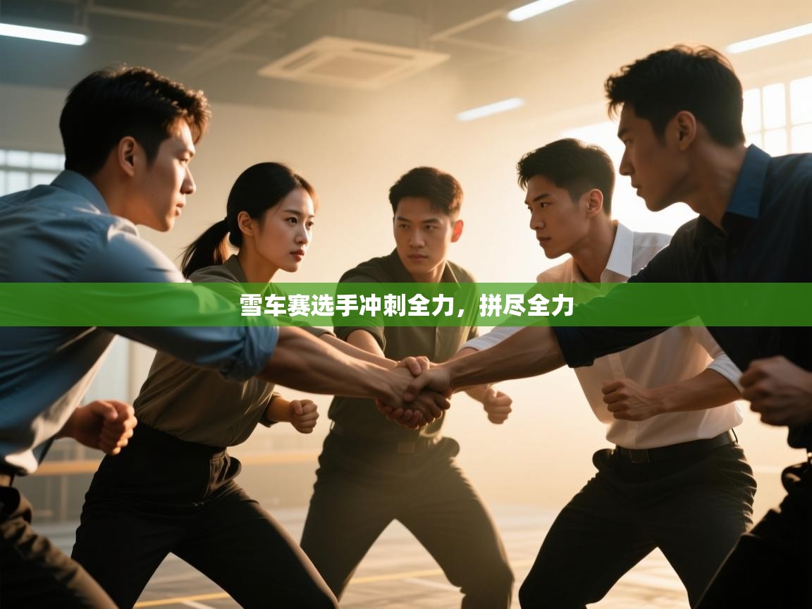 雪车赛选手冲刺全力，拼尽全力
